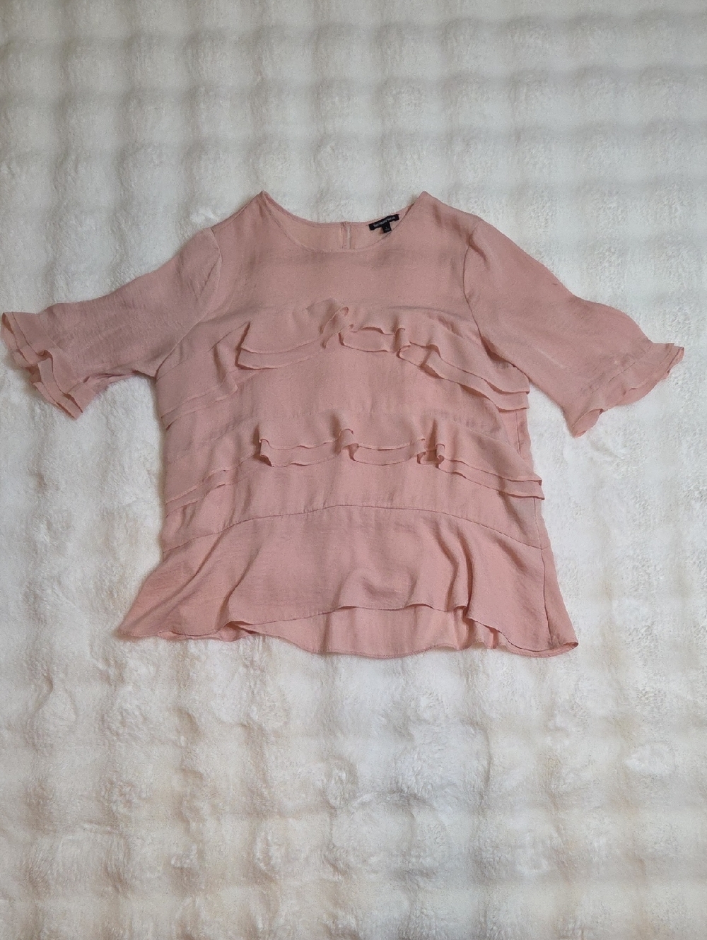 Who What Wear Blush Pink Ruffle Short Sleeve Blouse